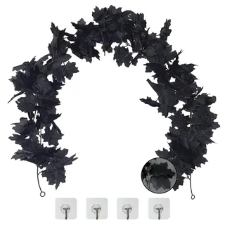 SOQKEEN 2 Stück Halloween Girlande, 174 cm/Stück Herbstgirlande Halloween Deko Garten mit 4 Haken, Herbstdeko Halloween Deko Outdoor innen Deko Weihnachtsdeko Schwarz Herbst Girlande Fenster Deco