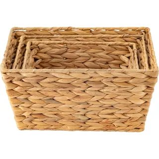 Echtwerk Aufbewahrungskorb 3er Set aus Wasserhyazinthe 37 x 22 x 20 cm braun