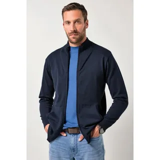 JP1880 Poloshirt Strickjacke Feinstrick Stehkragen Zipper blau|schwarz XL