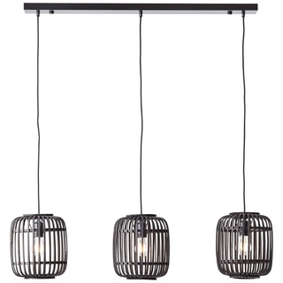 Brilliant Lampe, Woodrow Pendelleuchte, 3-flammig holz dunkel/schwarz, Metall/Bambus, 3x A60, E27, 60W,Normallampen (nicht enthalten)