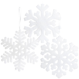 com-four® 3X Schneeflocke XL - Weihnachtsdeko Schneestern zum Anhängen - Anhänger für Weihnachten in weiß - Raumdekoration [Auswahl variiert] (weiß - 3 Stück)