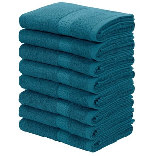 my home Handtücher Juna, 8 Handtücher 50x100, 100% Baumwolle, Walkfrottee (8-St), Set und als Serie, Handtuch-Set mit Bordüre, Uni-Farben, weich blau