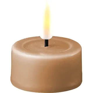 Deluxe Homeart LED Teelicht im 2er Set mit Real Flame, Ø4.1 x H4.5cm, karamell