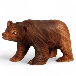 Wogeka - Grizzly Bär - aus Holz in Handarbeit geschnitzt Geschenk-Idee zur Deko Figur Braunbär Statue