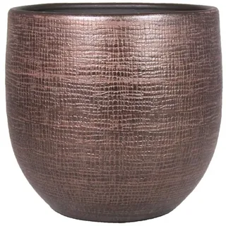 INNA-Glas Blumentopf Keramiktopf Agape mit Maserung, Kupfer, 27cm, Ø28cm braun