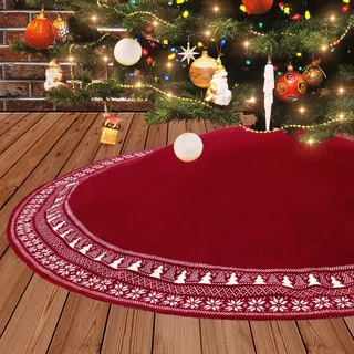 Dremisland Große Weihnachtsbaum Rock, 122cm Gestrickter Weihnachtsbaumdecke Teppich Schneeflocken Christbaumständer Runde Christbaumdecke Rock Matte Für Zuhause Feier Weihnachtsbaum Deko