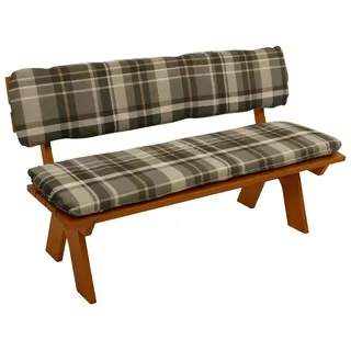 DEGAMO Bankauflage 150 x 50 x 5 cm grau/beige kariert 2-tlg.