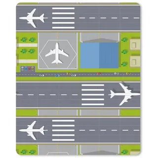 MuchoWow Mauspad Design - Flughafen - Flugzeug (1-St), Gaming, Mousepad Klein, Büro Zubehör, Mausunterlage, 19x23 cm bunt 19 cm x 23 cm