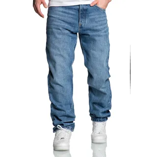 REPUBLIX Herren Loose-Fit 90s Denim Jeans Hose Straight Baggy R7025 - 31W / 32L