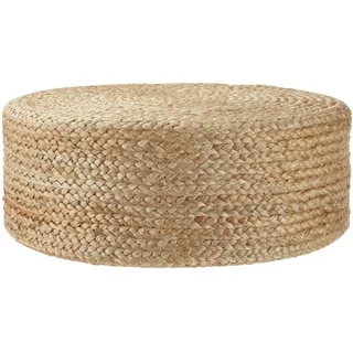 Tectake tectake® Handgefertigter Pouf Banno Elipse aus Jute rund, Boho-Stil - beige