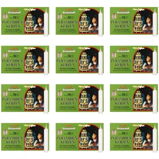 Knox Pyramidenkerzen weiß, 12er Pack (12 x 50 Stück), Größe: ca. 14 x 70 mm Weihnachtskerzen