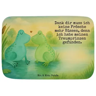 Mr. & Mrs. Panda Badematte Frosch Liebe Design, Badteppich, Weiß, Badematte, Badezimmer Matte, F, Höhe 40 mm, Badematte mit Frosch Liebe, Antirutsch-Gummi von Mr. & Mrs. Panda, 100% Polyester, rechteckig, Pärchen Liebe Badematte weiß
