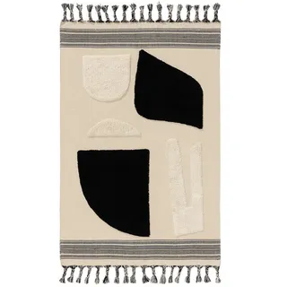 benuta pop Baumwollteppich, Gibson Schwarz/Weiß 120x170 cm - Moderner Kurzflor-Teppich für Wohnzimmer