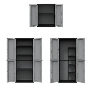 Kreher Mehrzweckschrank Kunststoffschrank 'J-Twist' in verschiedenen Größen (Schwarz/Grau)