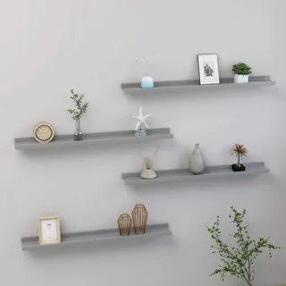 ADWOA Wandregale 4 STK. Grau 80x9x3 cm Schweberegal Wandregal Schmal Shelf