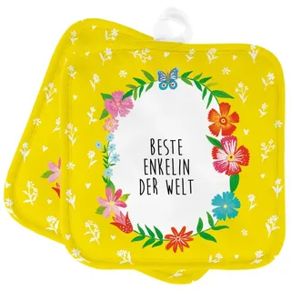 Mr. & Mrs. Panda Topflappen Enkelin - Geschenk, Oma, Topflappen, Topflappen lustig, Topflappen mi, (1-tlg)