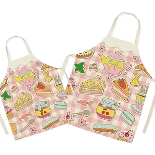 Eyands Eltern-Kind-Schürze für das Kochen - super nettes Muster Baumwolle und Leinen Küchenschürze für Mom Kinder, Kochen Malerei Gartenschürze - Adult: 25.6 x 30 inches, Kid: 17.7 22 inches