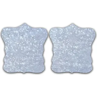 unendlich schoen - 2er Platzset Platzdeckchen, echt Kuhfell abwaschbar, Tischset natürlich rutschfest, Deko Telleruntersetzer Esstisch Wohnzimmer (Silber Sparkle, 40 x 38 cm)