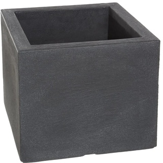 Dehner Blumentopf Blumenkübel Palermo, Naturstein-Optik, Kunststoff, frostbeständig, ohne Bodenloch, kann gebohrt werden grau 40 cm x 50 cm