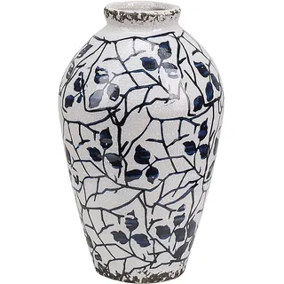 Beliani Blumenvase Mallia Steinzeug 22 cm Weiß