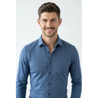 Olymp Businesshemd No. Six 24/Seven super slim in bequemer Jersey-Qualität blau 37