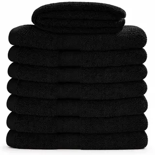 Myooka Badetuch-Set 8 Stück 600 G/m2 100% Frottee-Baumwolle Hochwertige Handtücher Sehr Saugfähig Für Badezimmer Dusche Täglichen Gebrauch – Maschinenwaschbar (50 X 100 cm, Schwarz)