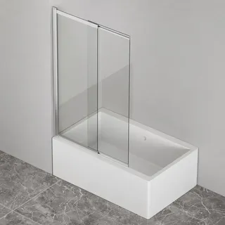 WELLTIME Badewannenaufsatz WELLTIME "Slider", transparent (chromfarben), B:100cm H:150cm, Duschwände, Duschwand zum Zusammenschieben UND an die Wand klappen