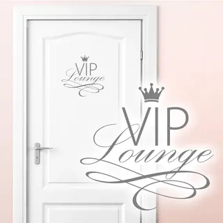Grandora Wandtattoo VIP Lounge I Mittelgrau (BxH) 19 x 18 cm I WC Badezimmer Toilette selbstklebend Türaufkleber Aufkleber Wandaufkleber Wandsticker W5373