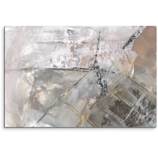 Paul Sinus Art 120x80cm Leinwandbild Leinwanddruck Kunstdruck Wandbild, Küche, grau schwarz weiß Schlieren