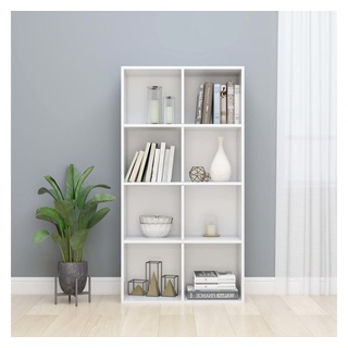 furnicato Bücherregal Bücherregal/Sideboard Hochglanz-Weiß 66×30×130 cm Holzwerkstoff weiß