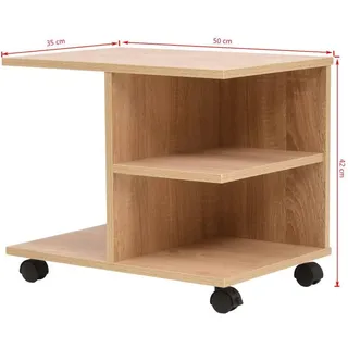 vidaXL Beistelltisch Rollregal Eichenbraun 50 x 35 x 42 cm