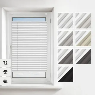 Estika Thermo-Plissee mit Bohren 65x180 cm – Farbe: Weiß, Verdunklungsplissee zum Anschrauben für Fenster in verschiedenen Blickdichten, erhältlich mit Montagezubehör