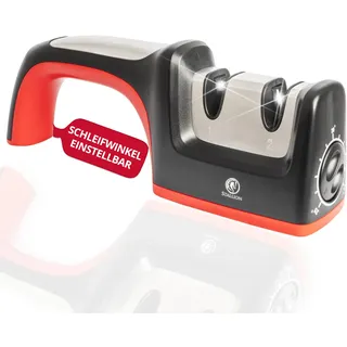 STALLION - Messerschärfer Profi mit Einstellbarem Schleifwinkel - Manueller Messerschleifer - Doppelschleifsystem mit Karbonstahl und Keramik - Knife Sharpener zum professionellen Messer Schärfen