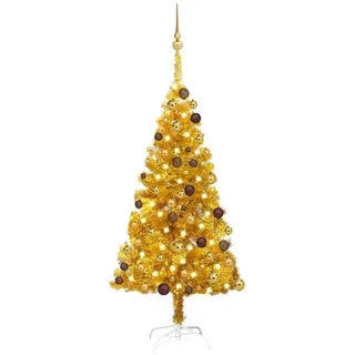 vidaXL Künstlicher Weihnachtsbaum Künstlicher Weihnachtsbaum Beleuchtung & Kugeln Gold 120 cm PET 120 cm