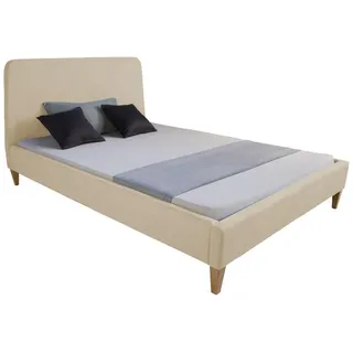 Homestyle4u Polsterbett 140x200 mit Lattenrost Beige Creme Doppelbett 2011