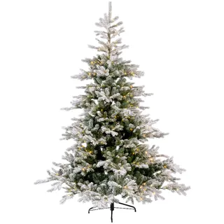 LED Tannenbaum 550LED H210cm D152cm Grandis mit Schnee Micro Timer Twinkle  - grün/weiß
