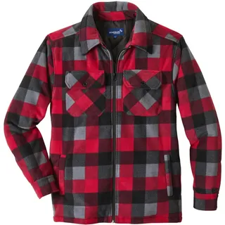 Scheibler Holzfällerhemd Herren Flanellhemd Warm Gefüttert Hemdjacke Karohemd -Outdoor Fleecejacke Langarm Thermohemd Männer Arbeitshemd mit 4 Taschen rot/schwarz-kariert XXL - XXL