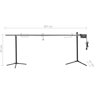 vidaXL Grillspieß mit Motor 207 x 81 cm