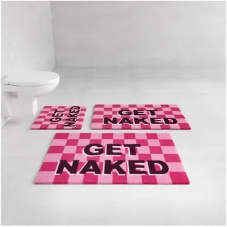 OTTO home Badematte Get Naked, modern, Badvorleger, Badezimmer Teppich, Höhe 20 mm, rutschhemmend beschichtet, schnell trocknend, Polyacryl, rechteckig, Badteppich, mit Schriftzug, 2 Varianten, rechteckig lila rechteckig | 50 cm x 55 cm x 20 mm