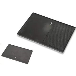 SANTOS Grillplatte/Grillplancha - Gusseisen Wendeplatte 40x48,5cm - zwei Grill-Bereiche - BBQ-Gussplatte - Guss-Plancha für Backofen, Feuer & Grill