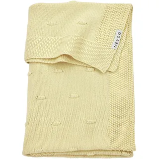 Meyco Baby Knots Babydecke, gestrickte Wiegedecke (aus 100% weicher Baumwolle, vielseitig einsetzbar, einfache Pflege, atmungsaktiv, Größe: 100 x 150 cm), Gelb