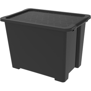 Evo Easy Aufbewahrungsbox 65l mit Deckel, Kunststoff (PP recycelt), schwarz, 65l (58.5 x 39.0 x 41.2 cm)