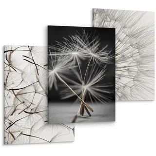 Muralo Wandbilder 3er-Set, Pusteblume, Blütenpracht - 30x40 cm | Leinwandbild, Zartes Design, Aufhängefertig, UV-beständig - ideal für Wohnzimmer und Schlafzimmer, edle Optik