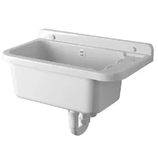 Aqualine Sanitärkeramik - Wand-Ausgussbecken mit Ablagefläche 600x340 mm, Kunststoff / weiß PI5060 - Weiß