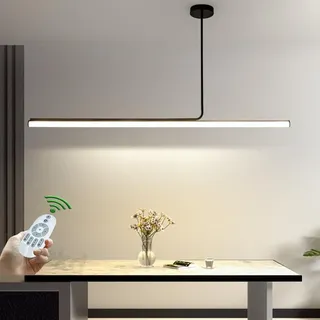 Hängelampe Esszimmer LED Pendelleuchte Esstisch EsszimmerlampeDimmbar Küchen Wohnzimmer Hängend Lampe Modern Linear Hängeleuchte mit Fernbedienung Deckenleuchte Schlafzimmer Büro (Schwarz, L150cm)