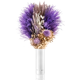 EG EMMIE GRAY Vintage Infinity | WILD Purple | L - Inklusive Glasvase, konservierte Blumen, hochwertigstes Pampasgras, Dekoration, Trockenstrauß, Boho, Trockenblumen