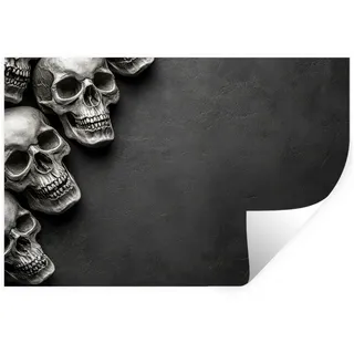 MuchoWow Wandsticker Skelett - Totenköpfe - Totenköpfe - Schwarz (1 St), Wandtattoo, Selbstklebend, Wohnzimmer, 30x20 cm 30 cm x 20 cm x 0.1 cm