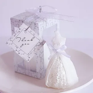 MoonyLI 2 Stück Brautkerze Elegant Boxed Braut Brautkleid Kleid Hochzeitskerze Geschenk Party Dekoration (Weiß)