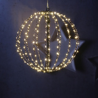 LED Drahtkugel - Leuchtkugel - D: 36cm - 192 warmwei√üe LED - faltbar - f√or Innen und Au√üen - schwarz