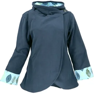 Guru-Shop Langjacke Fleece Cape Wickeljacke - blau alternative Bekleidung blau L